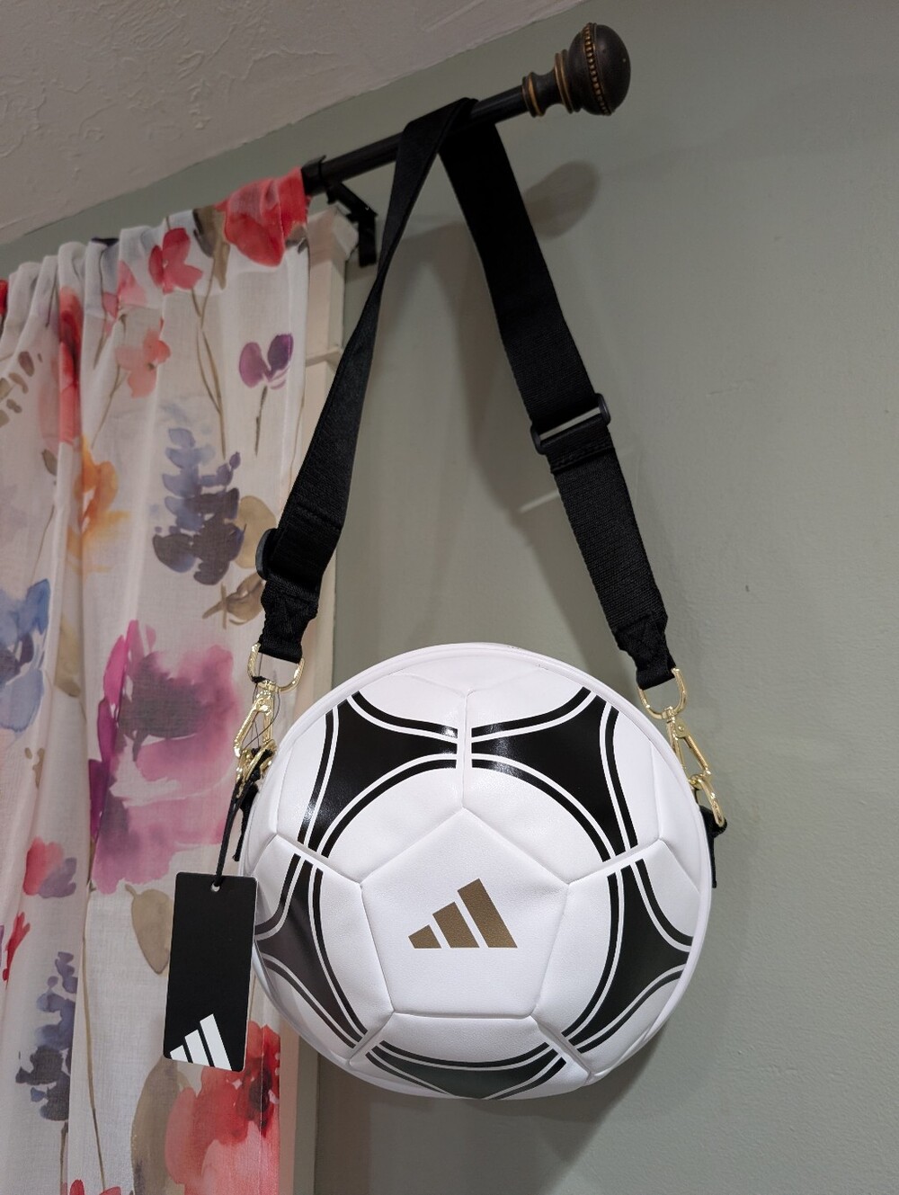 adidas White & Black Round Soccer-Inspired Crossbody Bag